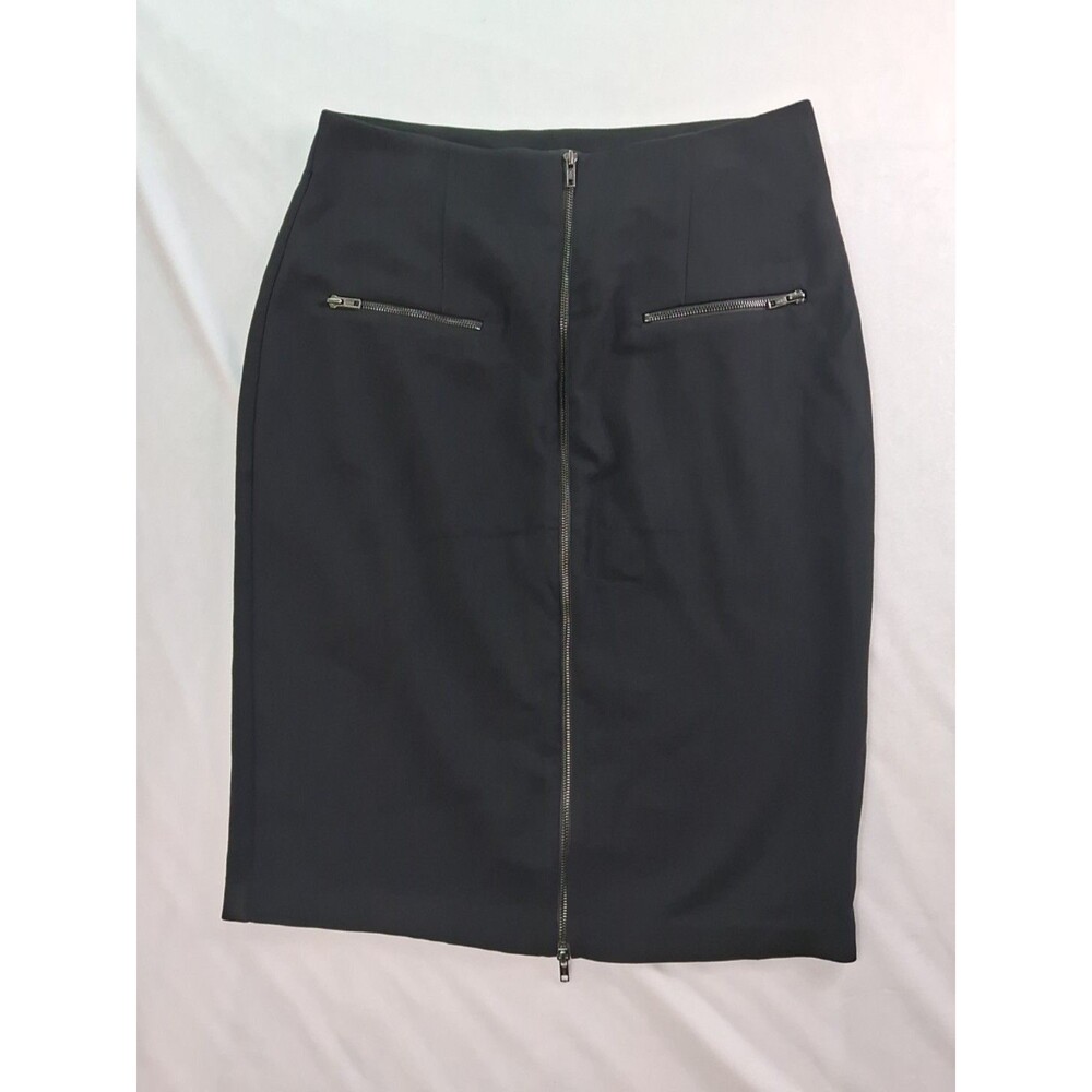 Worthington Skirt Womens 16 Black Pencil Zip Front Stretch Twill Knee Workwear